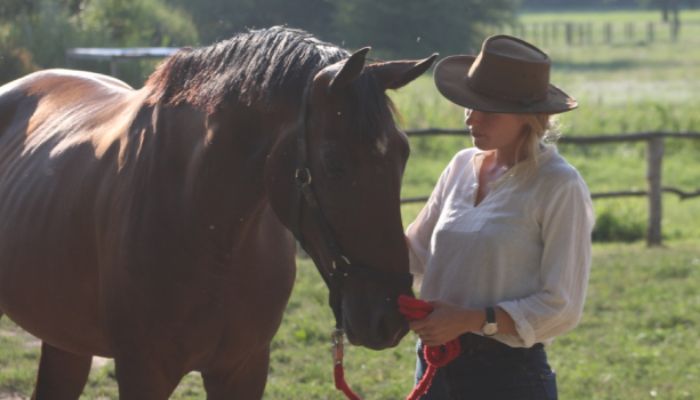 egyedül lóval a természetben